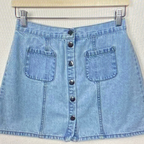 BDG Dresses & Skirts - BDG Light Blue Button-Front Mini Skirt